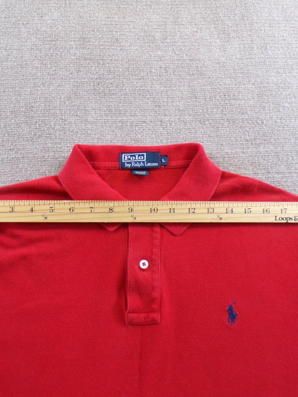 Polo Ralph Lauren Polo Shirt Mens Large Red Classic Fit Pony Logo Long Sleeve - Picture 5 of 8